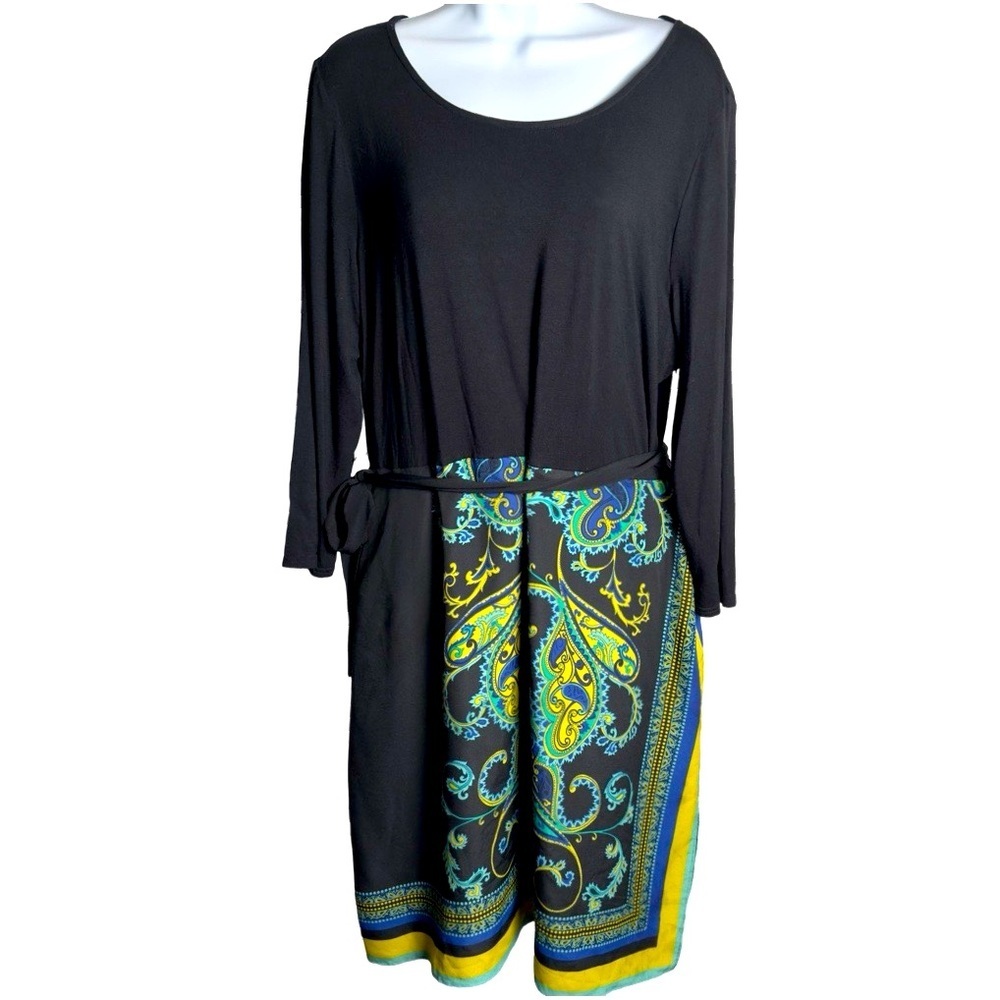 Madison Women’s Black and Multicolor Midi Dress XL